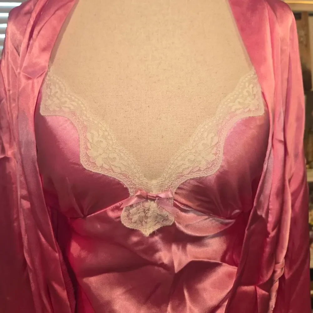 Y2k pink satin nightgown